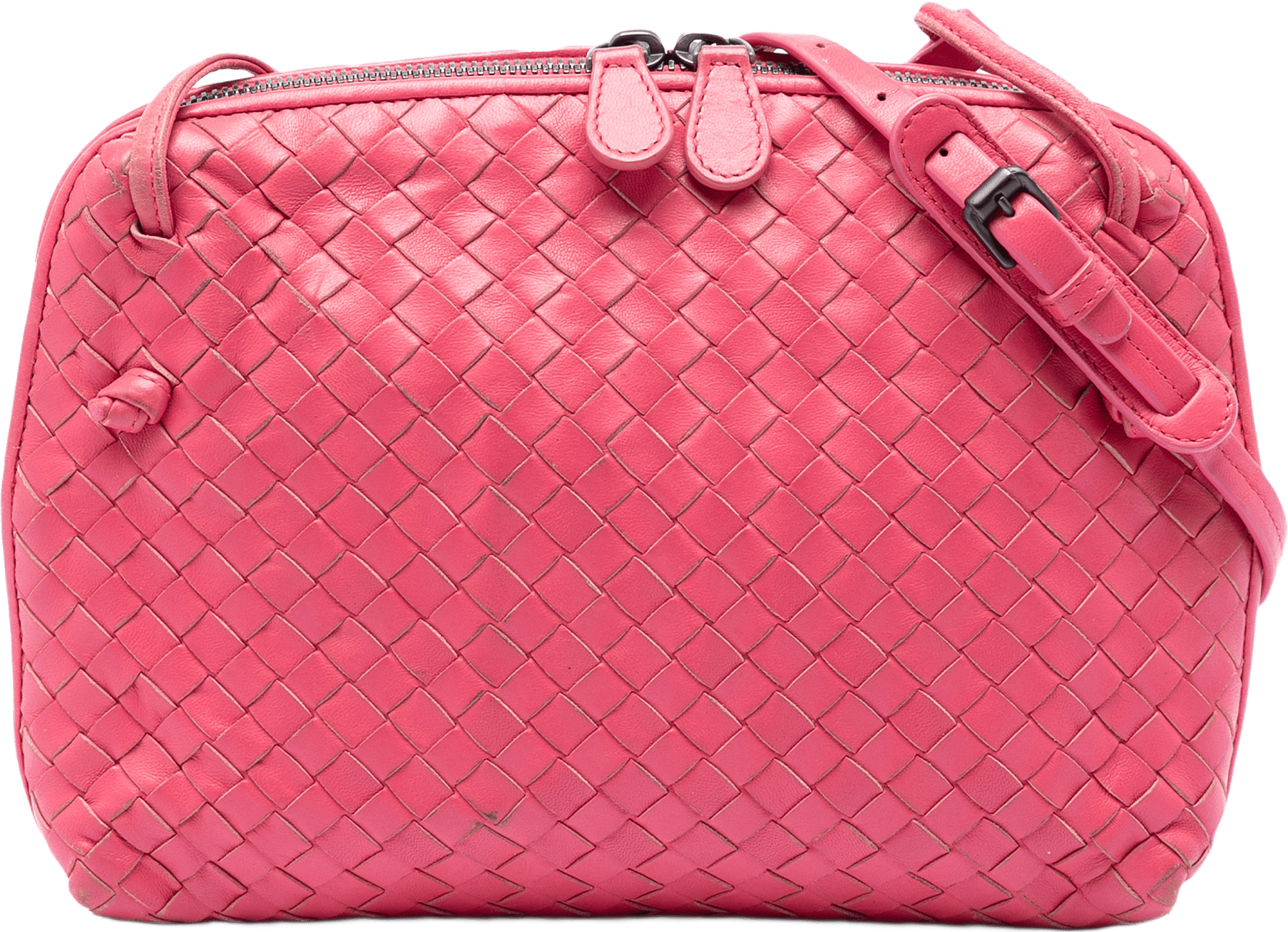 Bottega Veneta Nappa Intrecciato Nodini Crossbody, från Luxclusif, i färgen pink.
