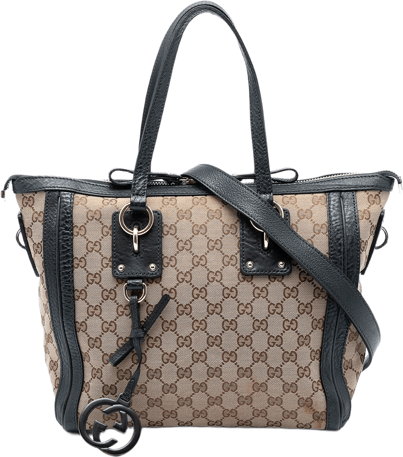 Gucci Medium Gg Canvas Charm Satchel, från Luxclusif, i färgen beige.