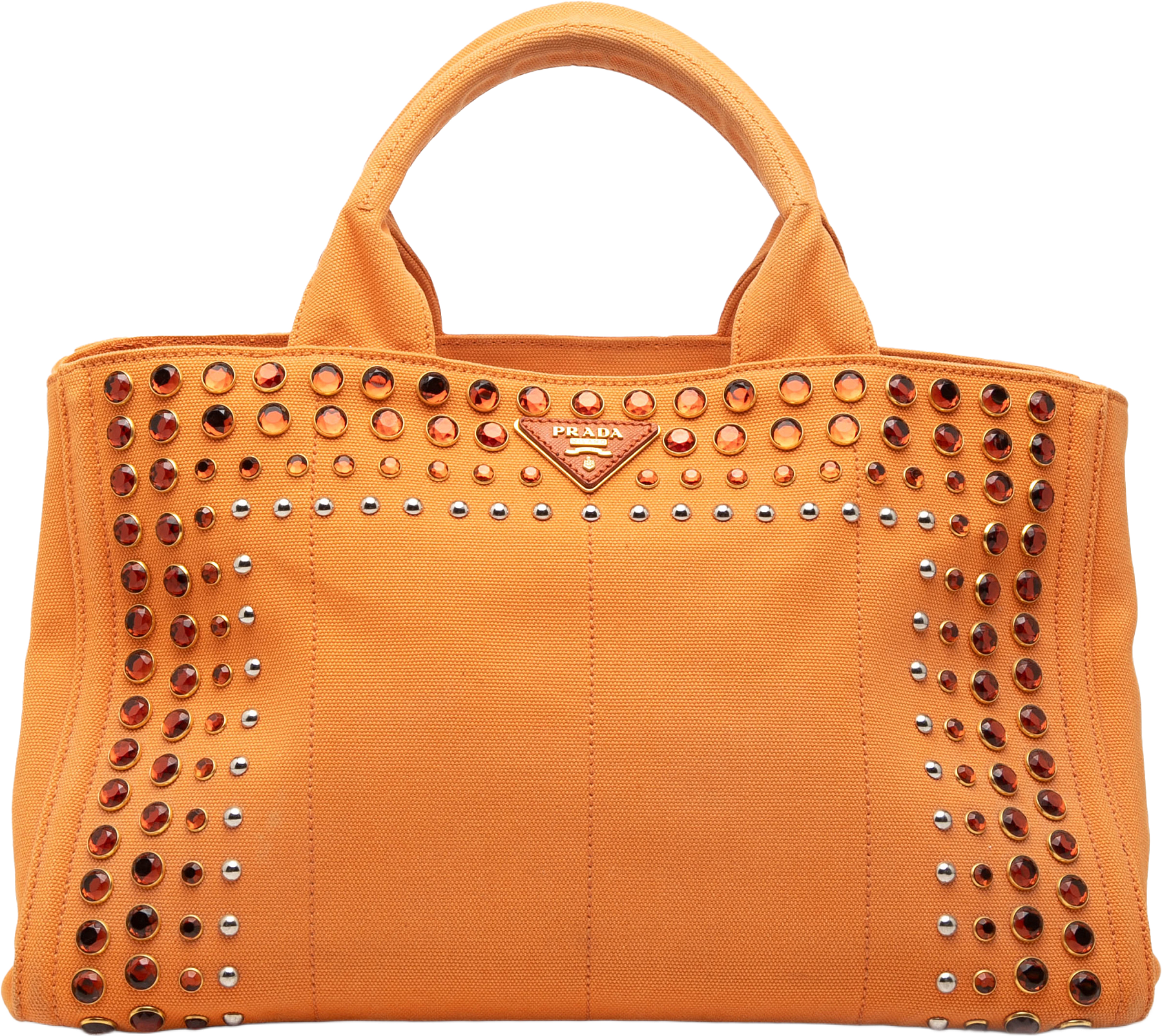 Prada Canvas Canapa Bijoux Satchel, från Luxclusif, i färgen orange.