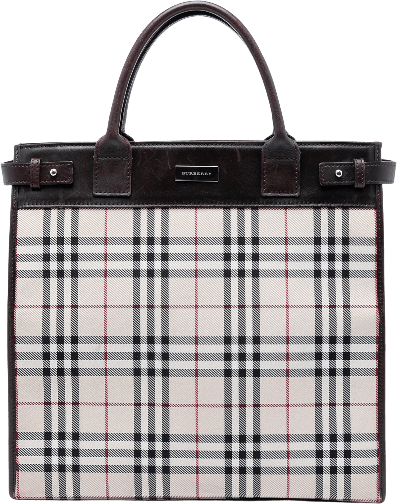 Burberry House Check Canvas Convertible Tote, från Luxclusif, i färgen beige.