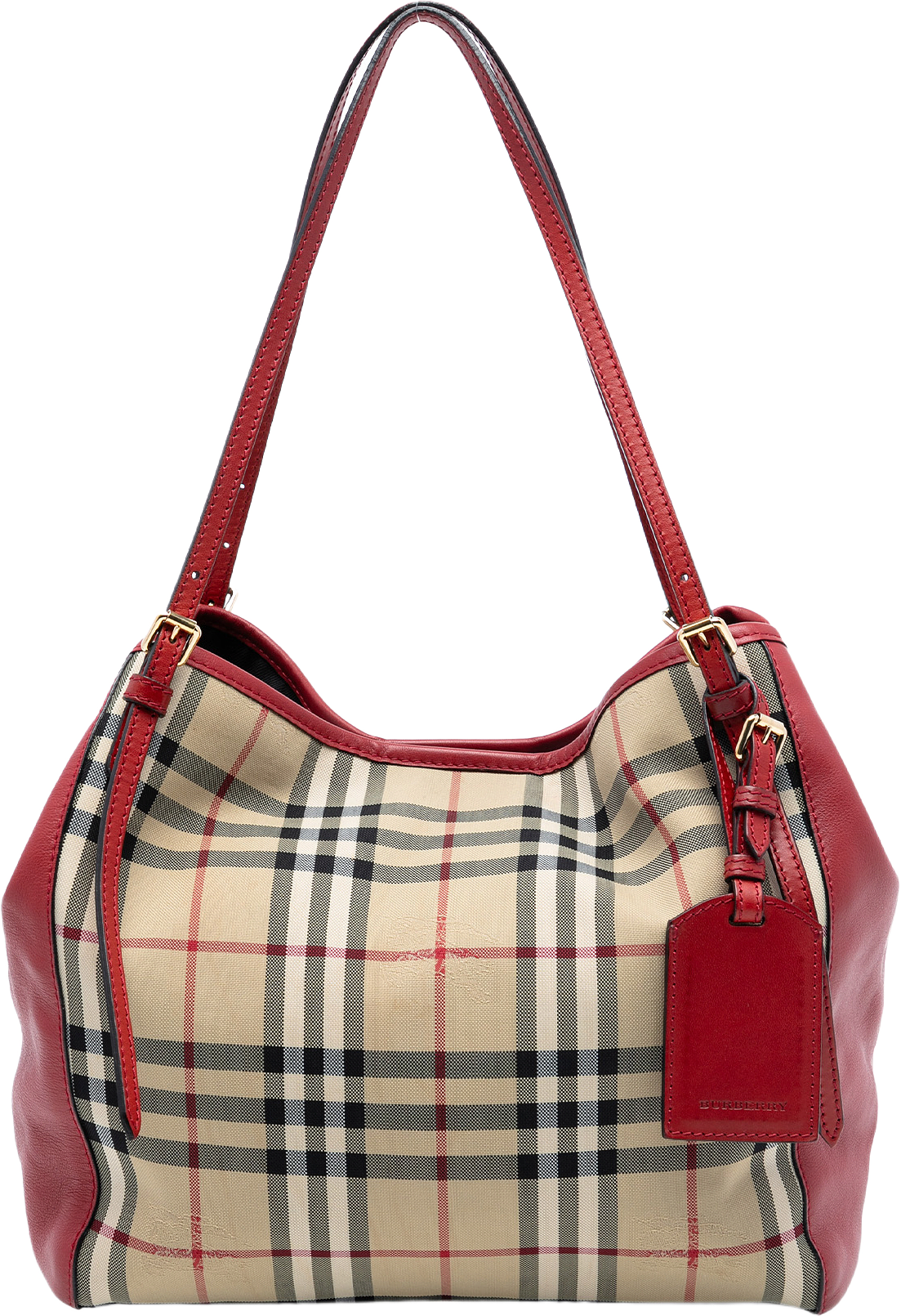 Burberry Small Haymarket Check Canvas And Leather Canterbury Tote, från Luxclusif, i färgen beige.