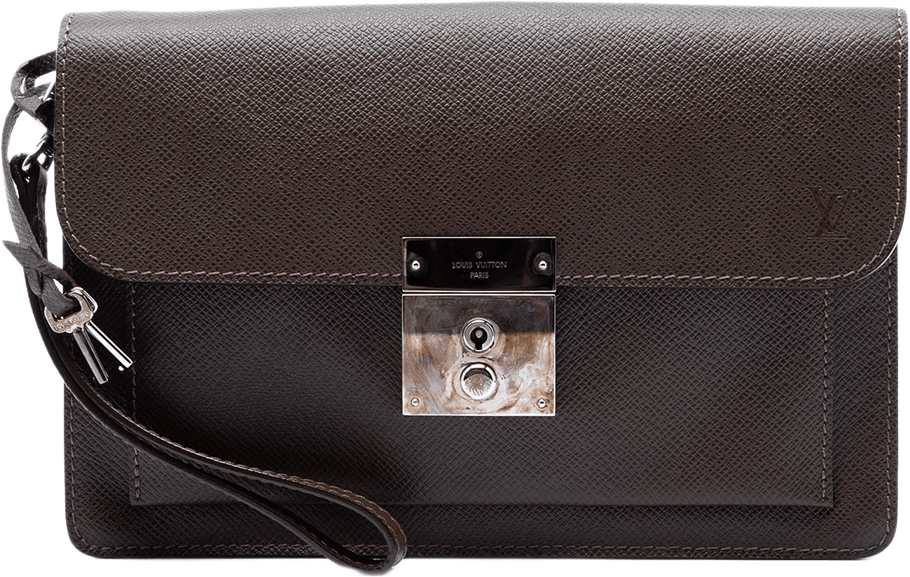 Louis Vuitton Taiga Belaia Clutch, från Luxclusif, i färgen dark brown.