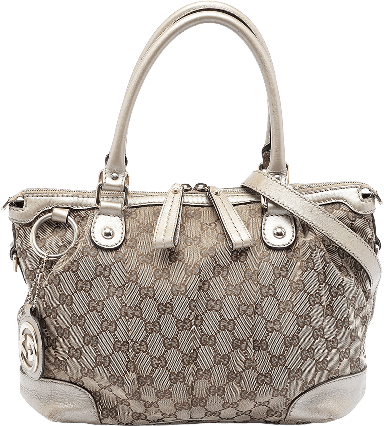 Gucci Gg Canvas Sukey Satchel, från Luxclusif, i färgen beige.