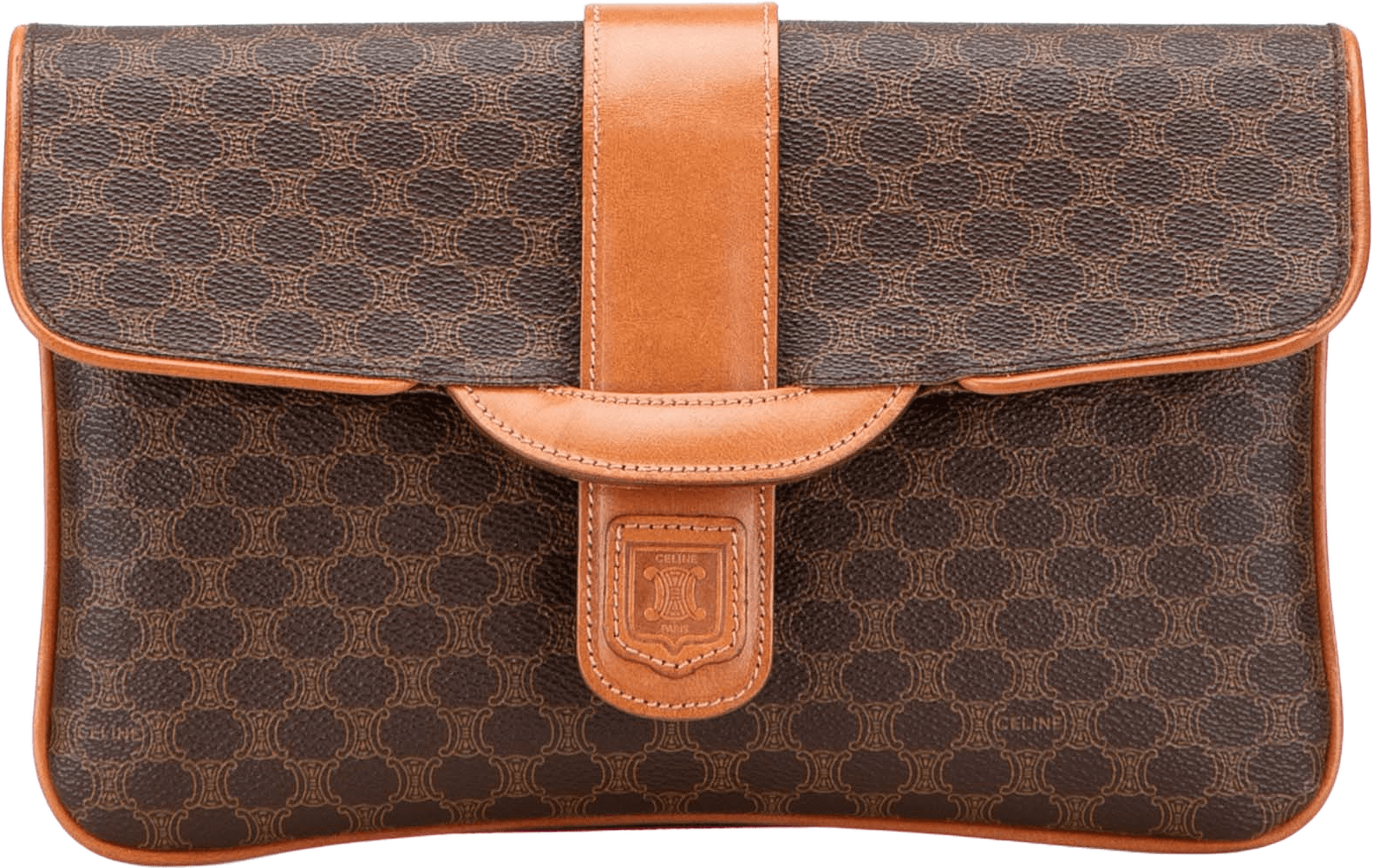 Celine Macadam Coated Canvas Clutch, från Luxclusif, i färgen brown.