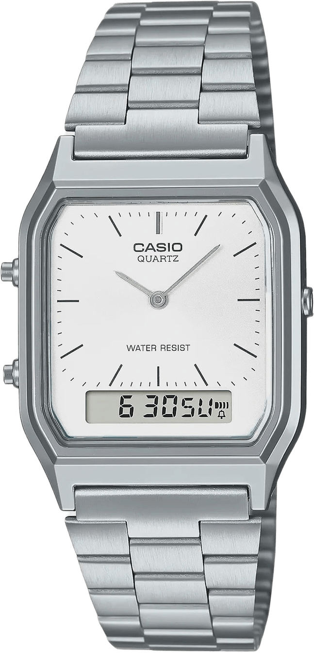 Casio Vintage Vit/silver, Stållänk - Aq-230a-7dmqyes, från Casio, i färgen 1.