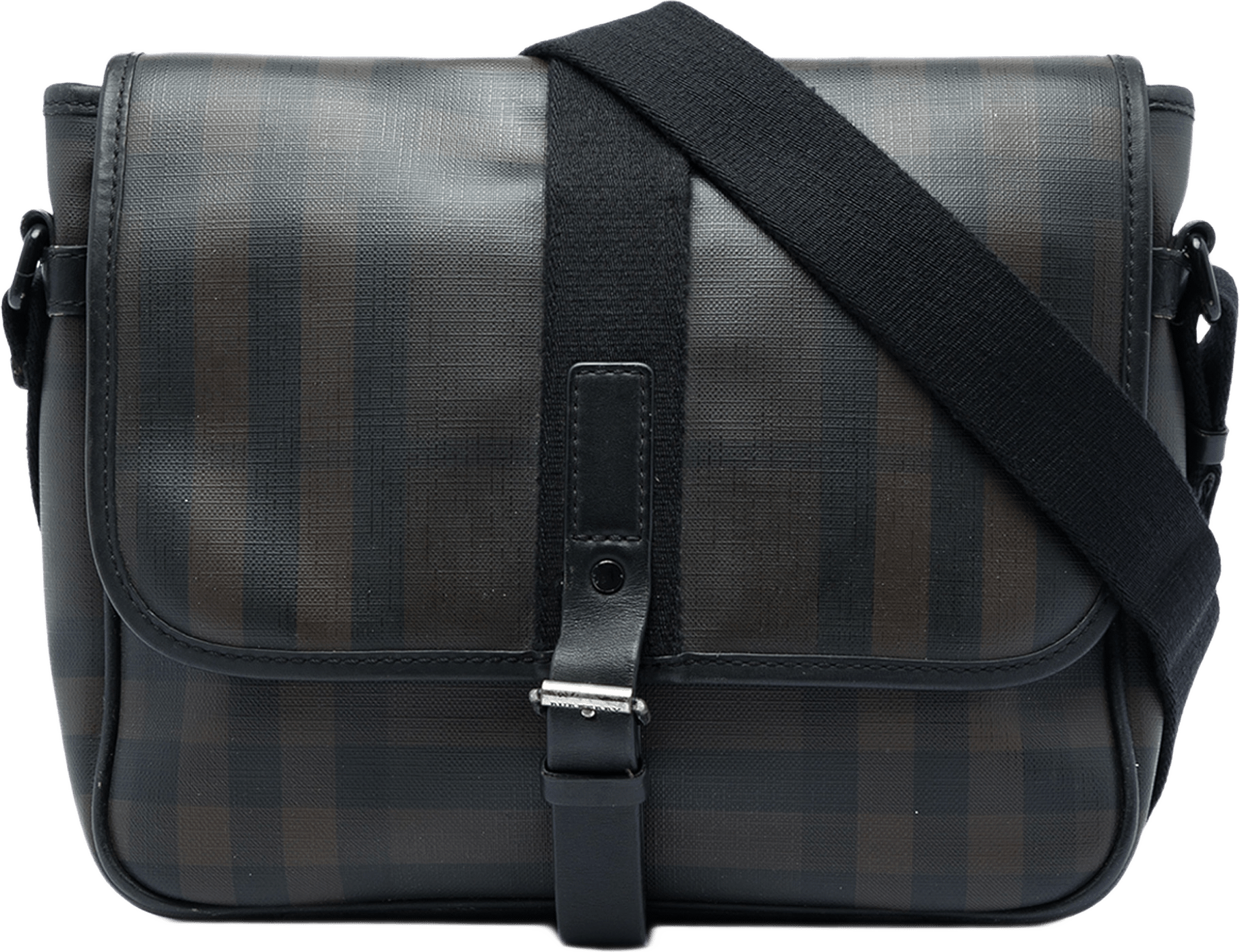 Burberry Smoke Check Coated Canvas Crossbody, från Luxclusif, i färgen brun.