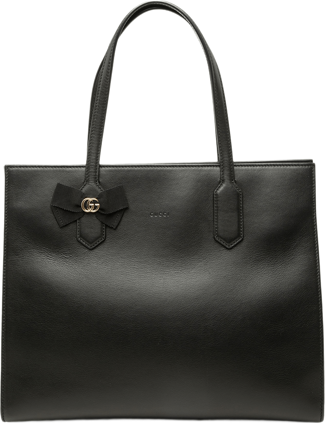 Gucci Gg Marmont Calfskin Ribbon Tote, från Luxclusif, i färgen svart.