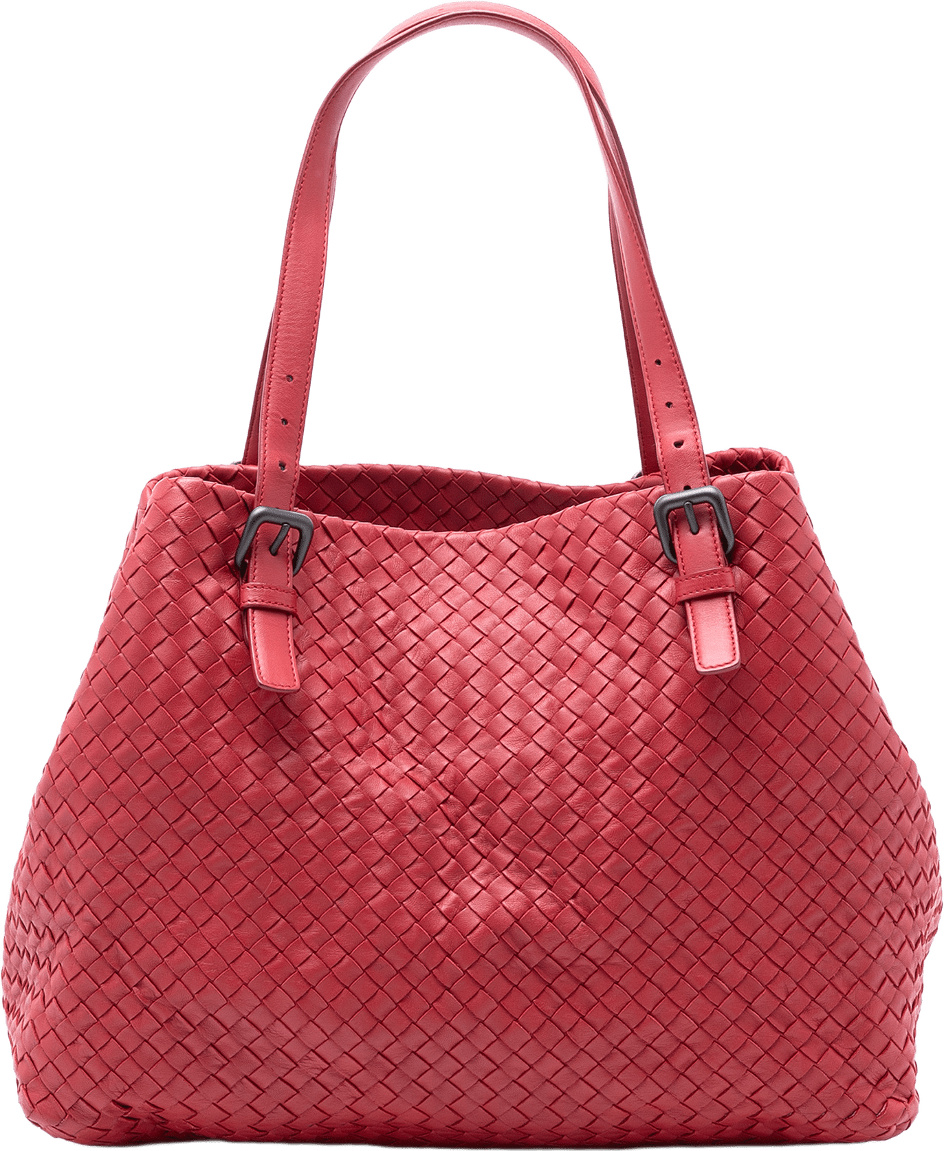 Bottega Veneta Large Nappa Intrecciato Cesta Tote, från Luxclusif, i färgen red.