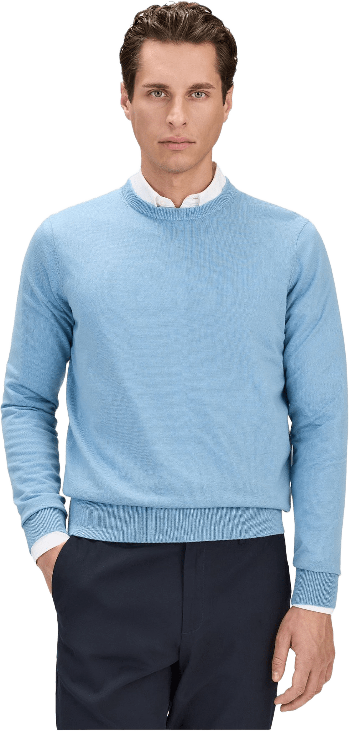 Merino Crew Neck Sweater (noa), från John Henric, i färgen light blue.