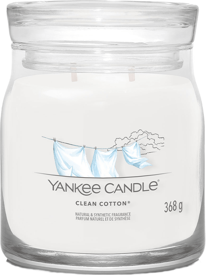Signature Medium Jar Clean Cotton, från Yankee Candle, i färgen Clean Cotton.