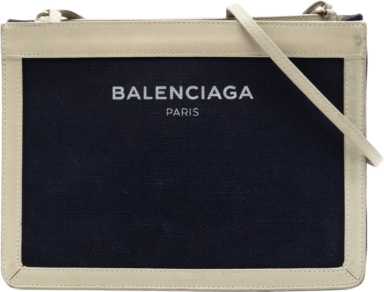 Balenciaga Canvas Navy Pochette M Crossbody, från Luxclusif, i färgen svart.