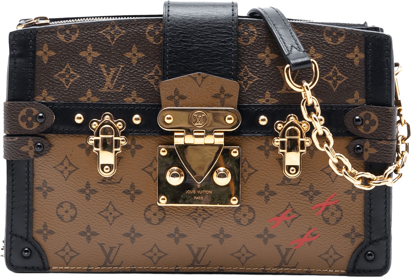 Louis Vuitton Monogram Reverse Trunk Clutch, från Luxclusif, i färgen brown.