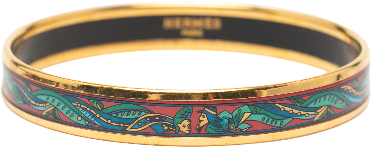Hermès Narrow Enamel Cloisonne Bangle 65, från Luxclusif, i färgen red.