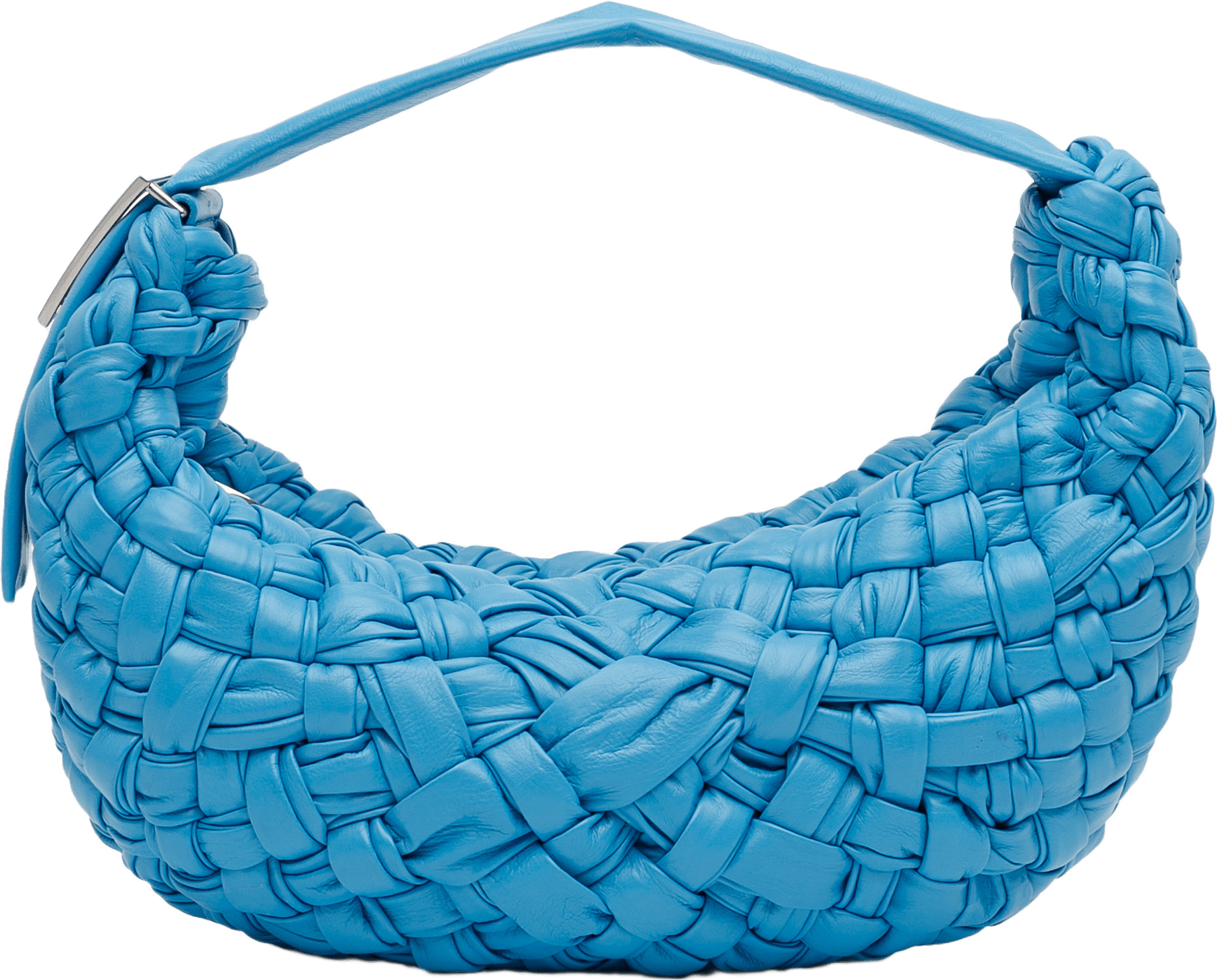 Bottega Veneta Paper Calfskin Intrecciato Banana Hobo Bag, från Luxclusif, i färgen blue.