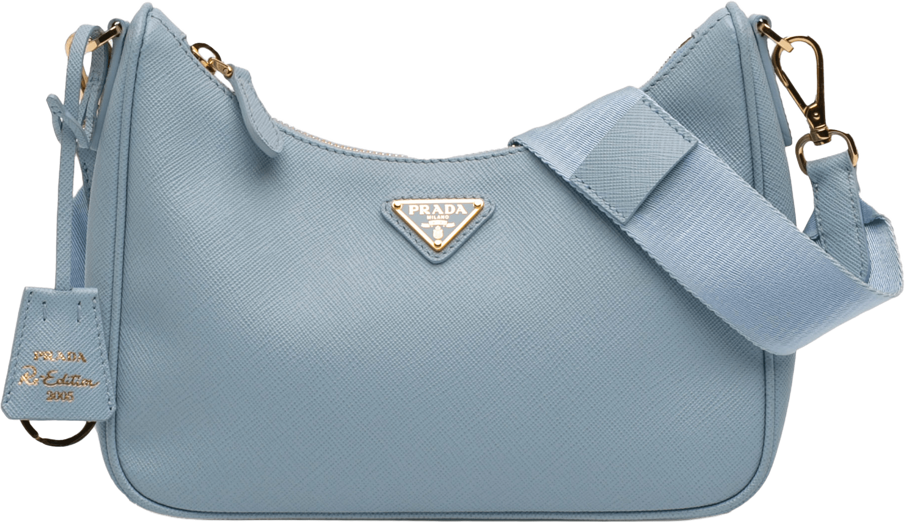 Prada Saffiano Re Edition 2005 Satchel, från Luxclusif, i färgen light blue.