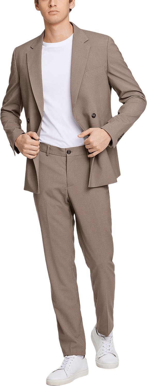 Plain Db Mens Suit, från Lindbergh, i färgen Deep Sand Mel.