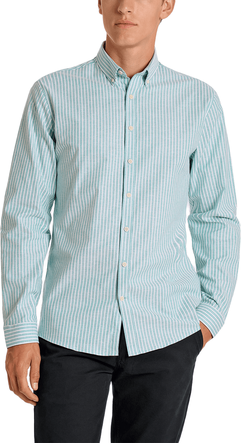 Striped Superflex Oxford L/S, från Lindbergh, i färgen Mint.