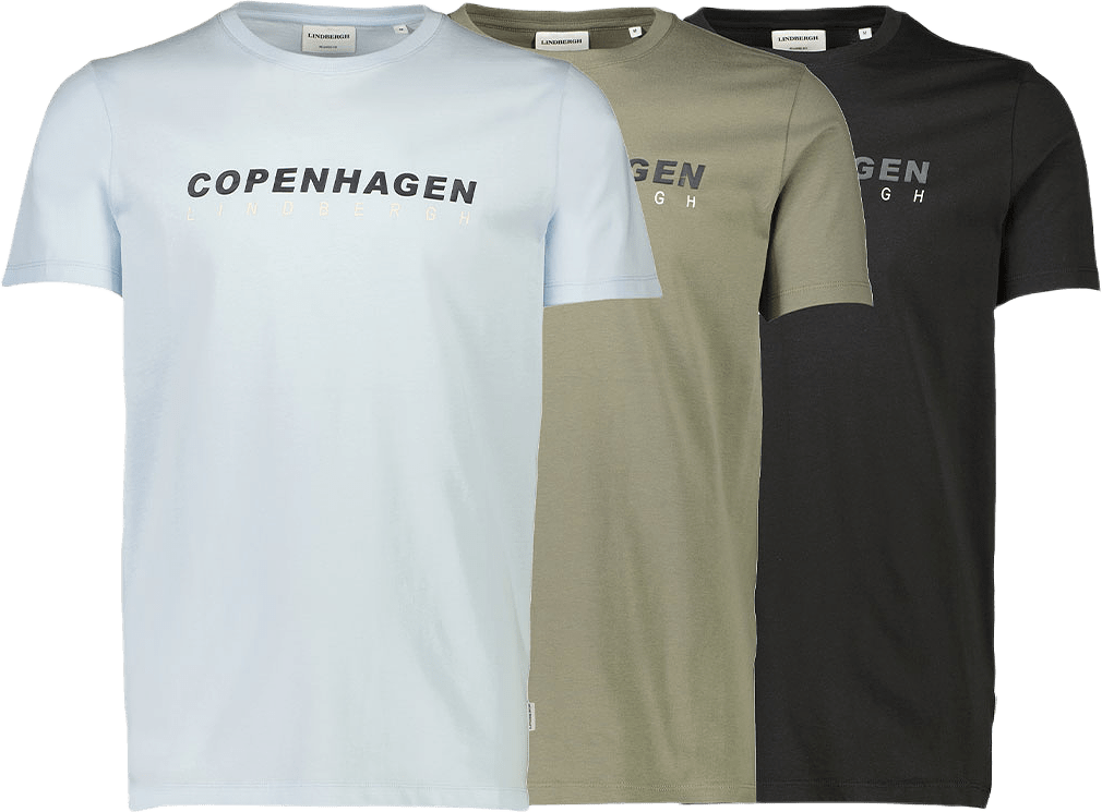 3 pack CPH tee S/S, från Lindbergh, i färgen Bl-la-pb.