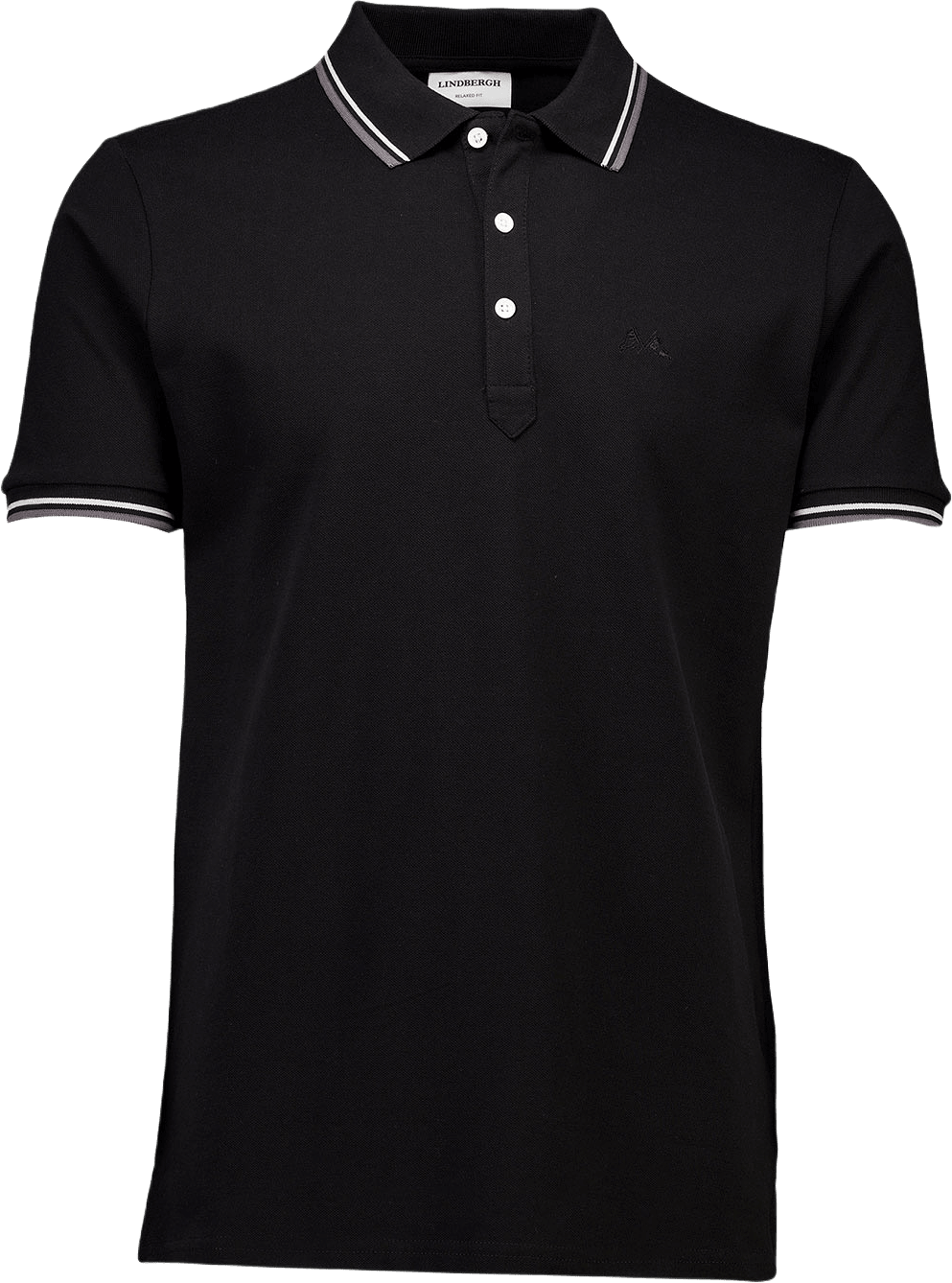 Polo shirt w. contrast piping, från Lindbergh, i färgen Space Black.