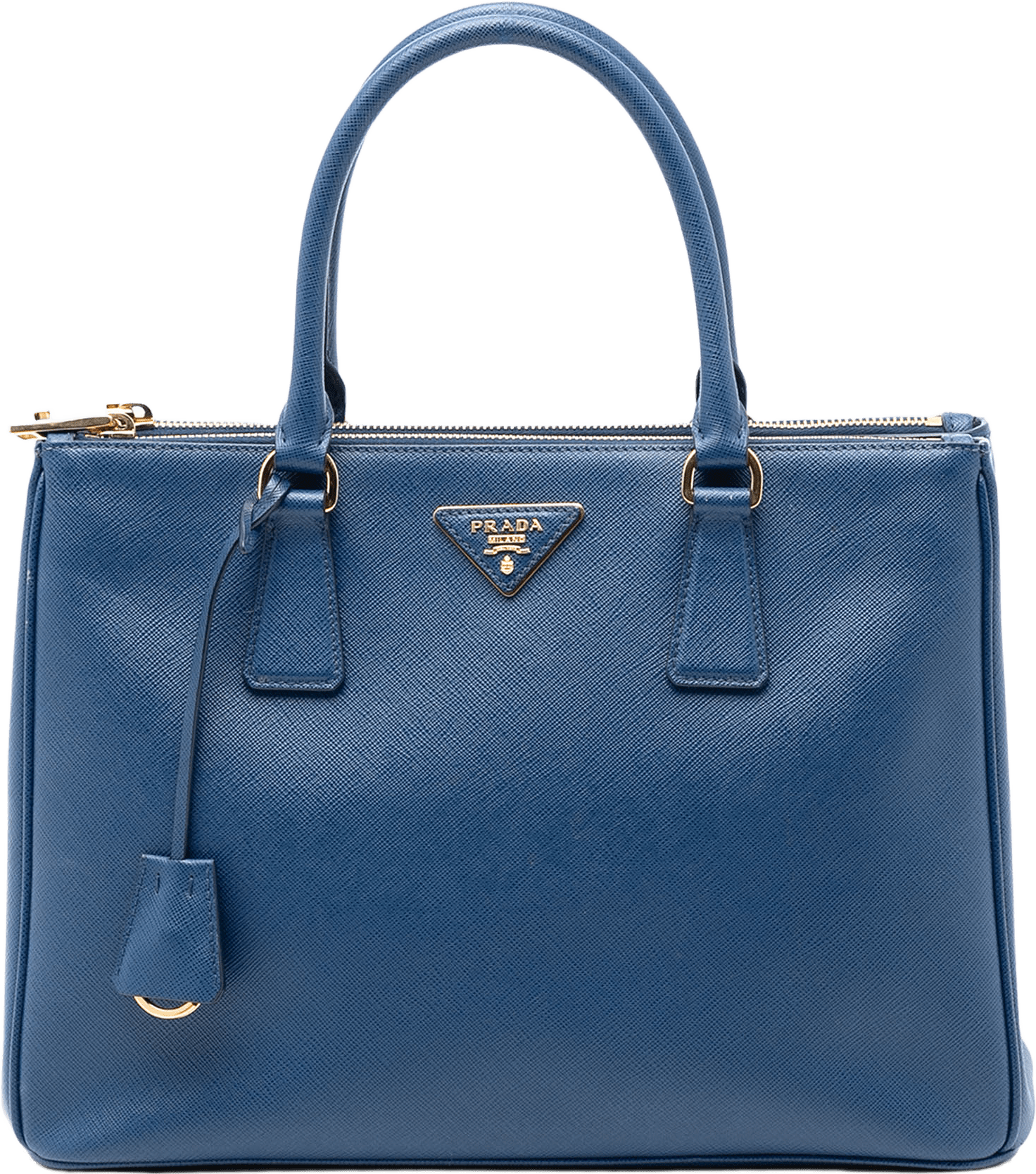 Prada Medium Saffiano Lux Galleria Double Zip Satchel, från Luxclusif, i färgen blue.