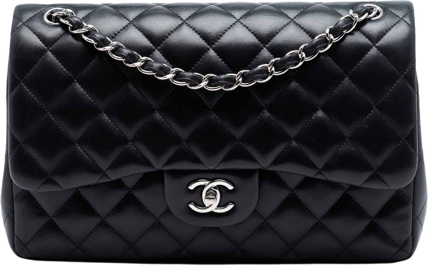Chanel Jumbo Classic Lambskin Double Flap, från Luxclusif, i färgen black.