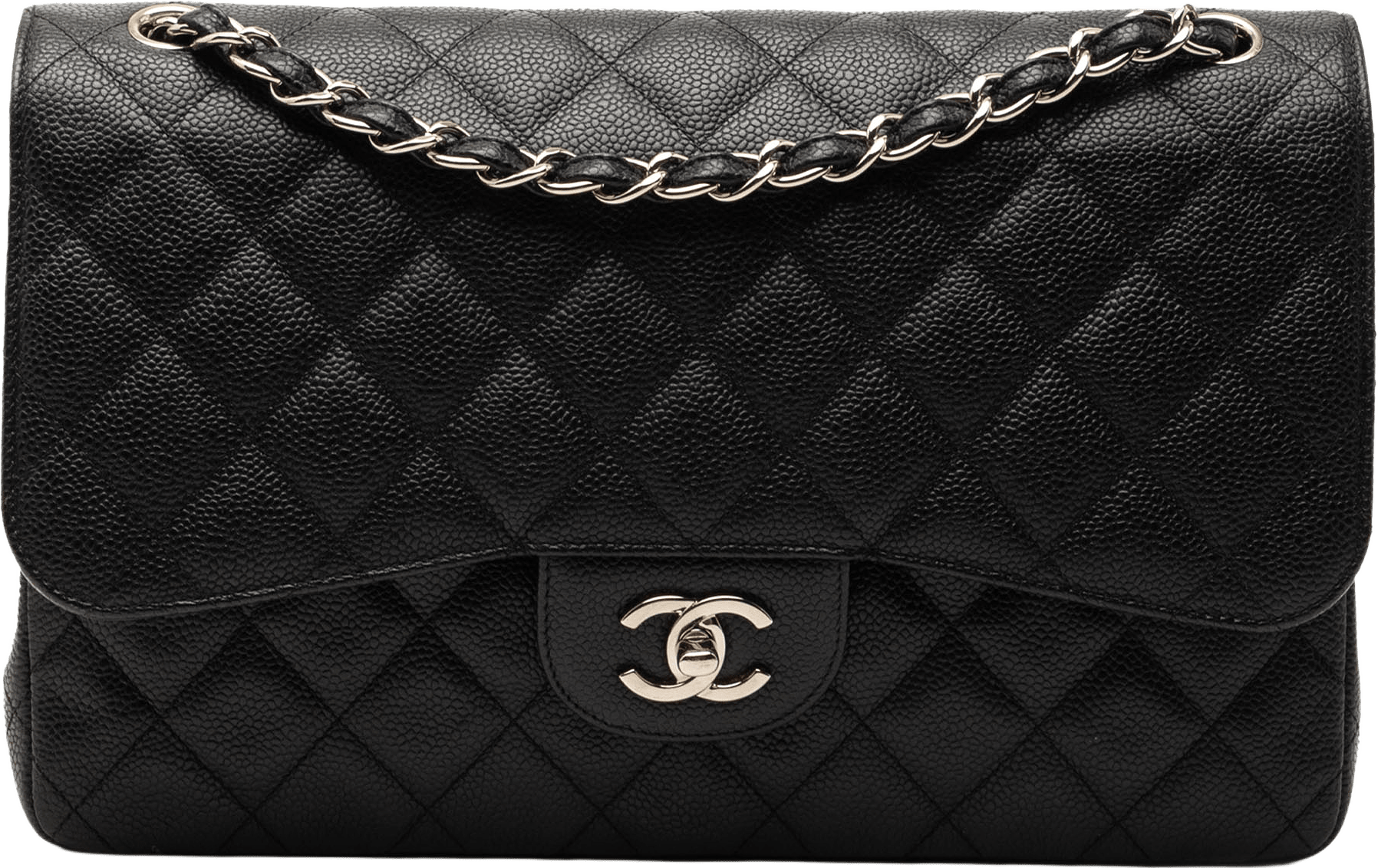 Chanel Jumbo Classic Caviar Double Flap, från Luxclusif, i färgen black.