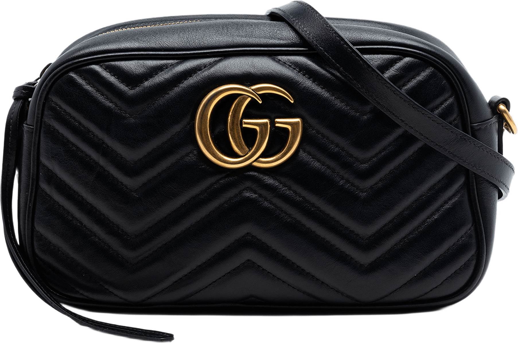 Gucci Small Gg Marmont Matelasse Calfskin Crossbody, från Luxclusif, i färgen svart.