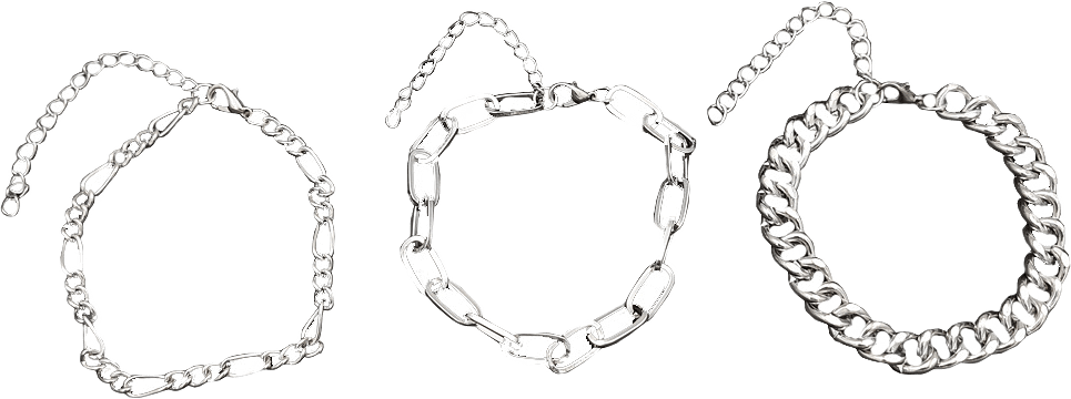 4 Pack Armband Med Olika Kedjor, från Complement, i färgen silver.