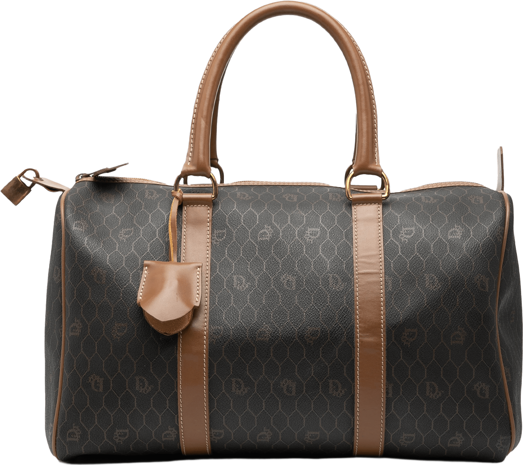 Dior Honeycomb Coated Canvas Boston Bag, från Luxclusif, i färgen black.