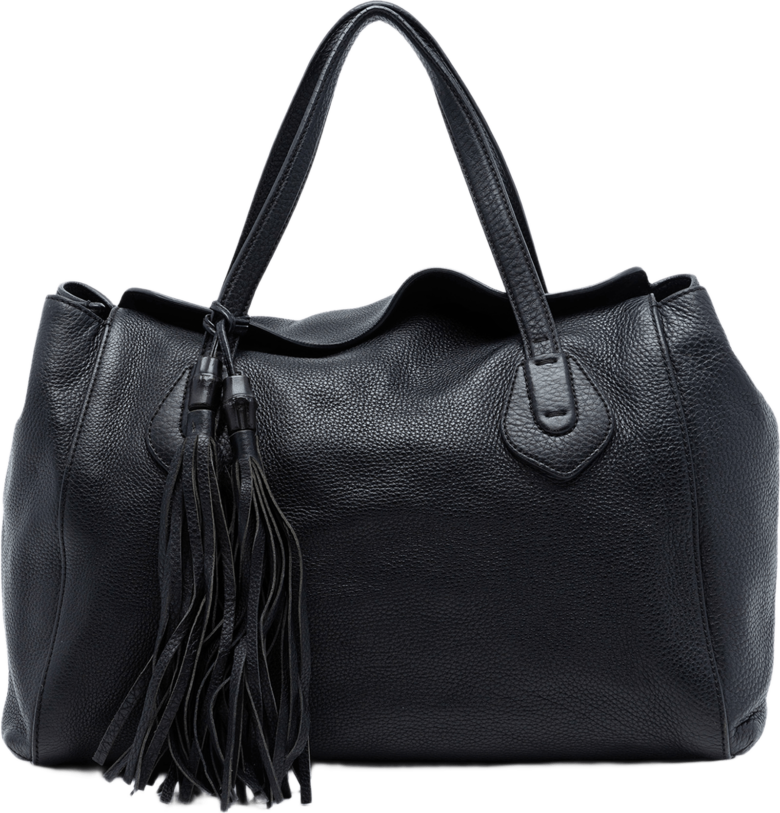 Gucci Pebbled Leather Lady Tassel Tote, från Luxclusif, i färgen black.