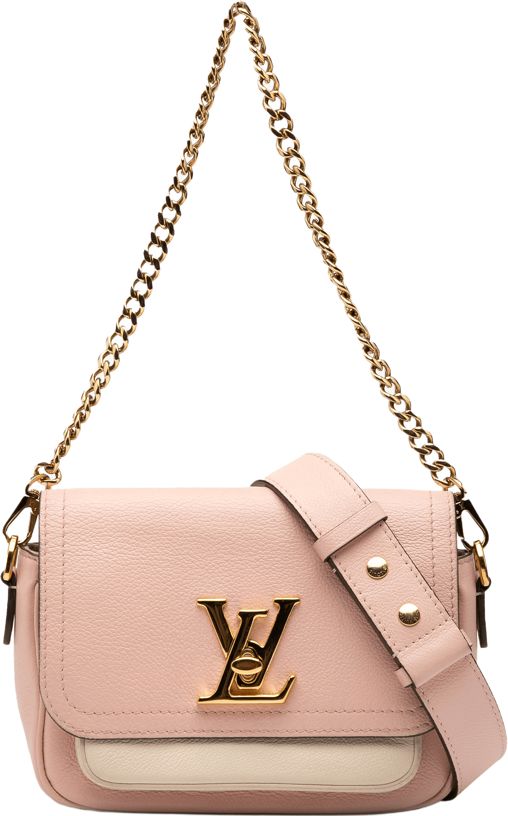 Louis Vuitton Grained Calfskin Lockme Tender, från Luxclusif, i färgen light pink.