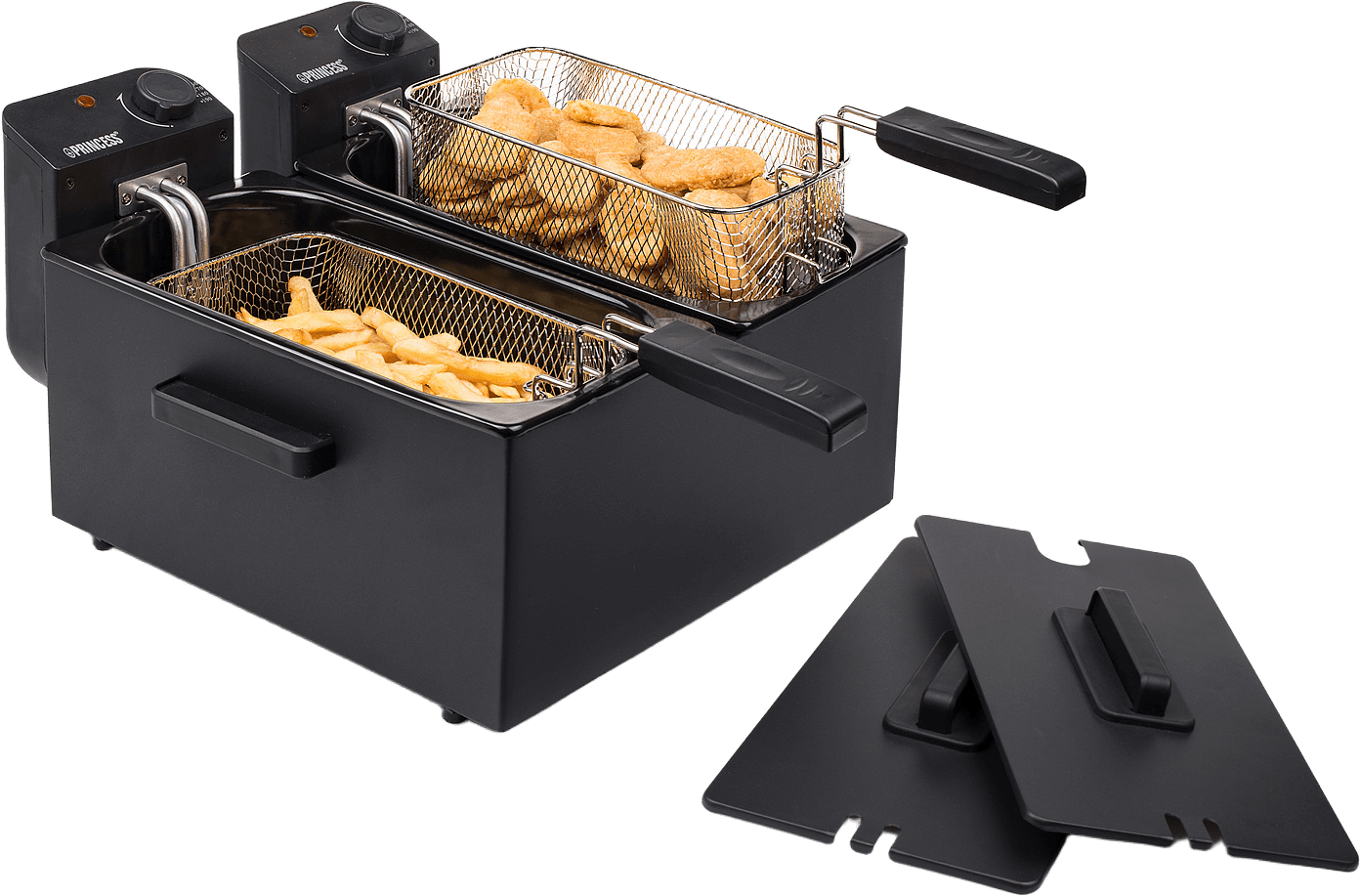 Fritös Dubbel 2x3l 2x1800w, från Princess, i färgen svart.