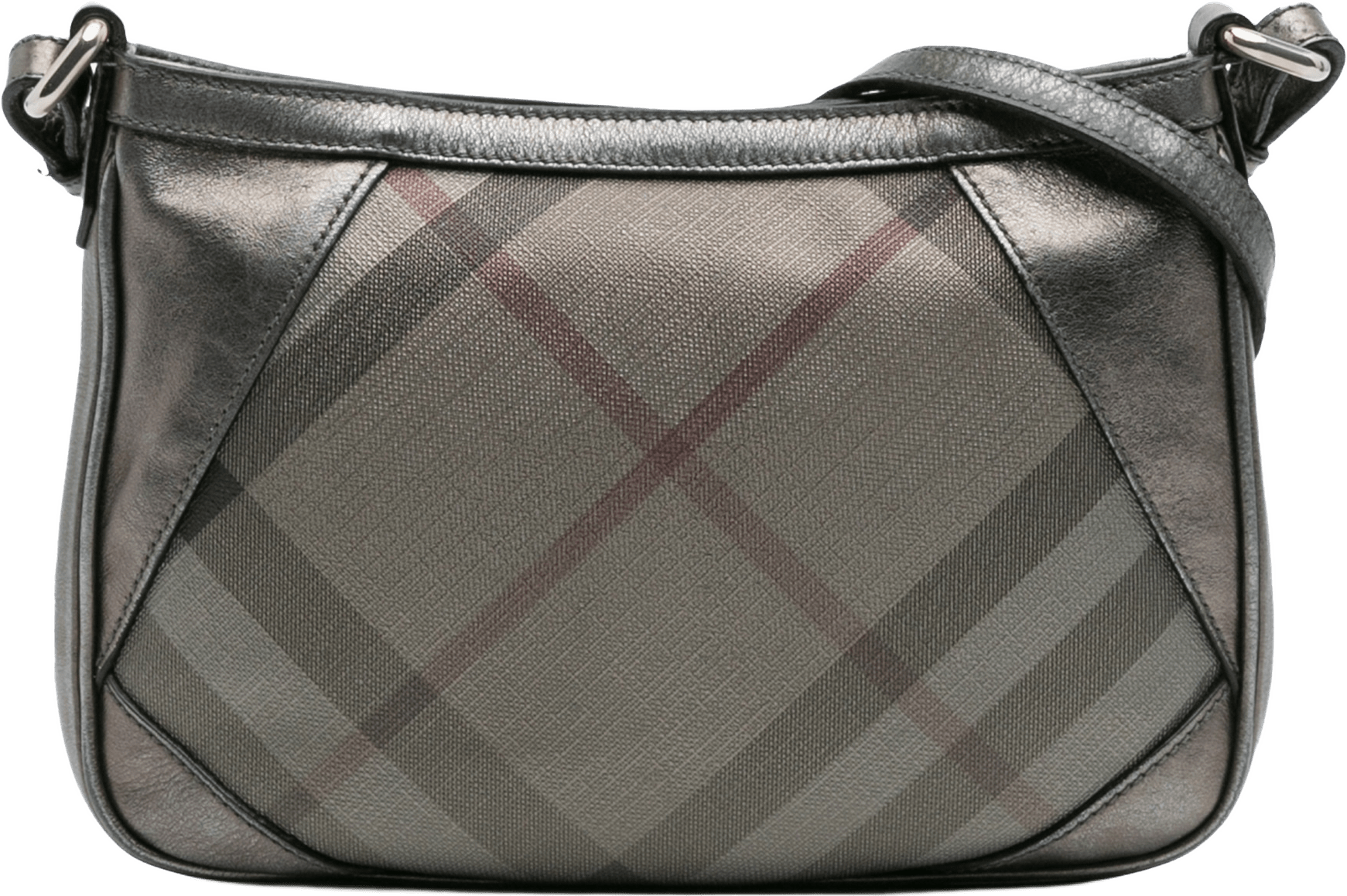 Burberry Shimmer Check Coated Canvas Crossbody, från Luxclusif, i färgen silver.