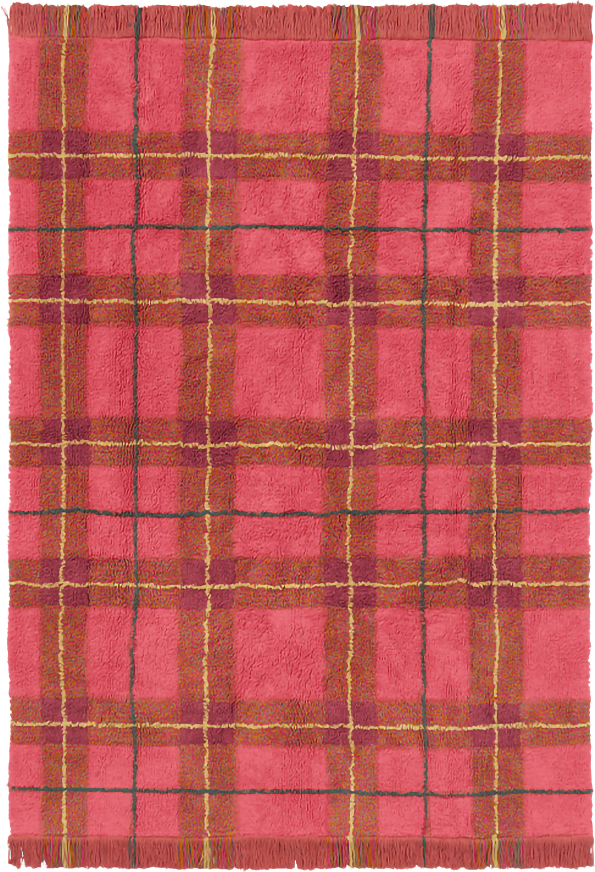 Tvättbar Matta Tartan, från LORENA CANALS, i färgen vintageröd, fuchsia, terrakotta, jordbrun.