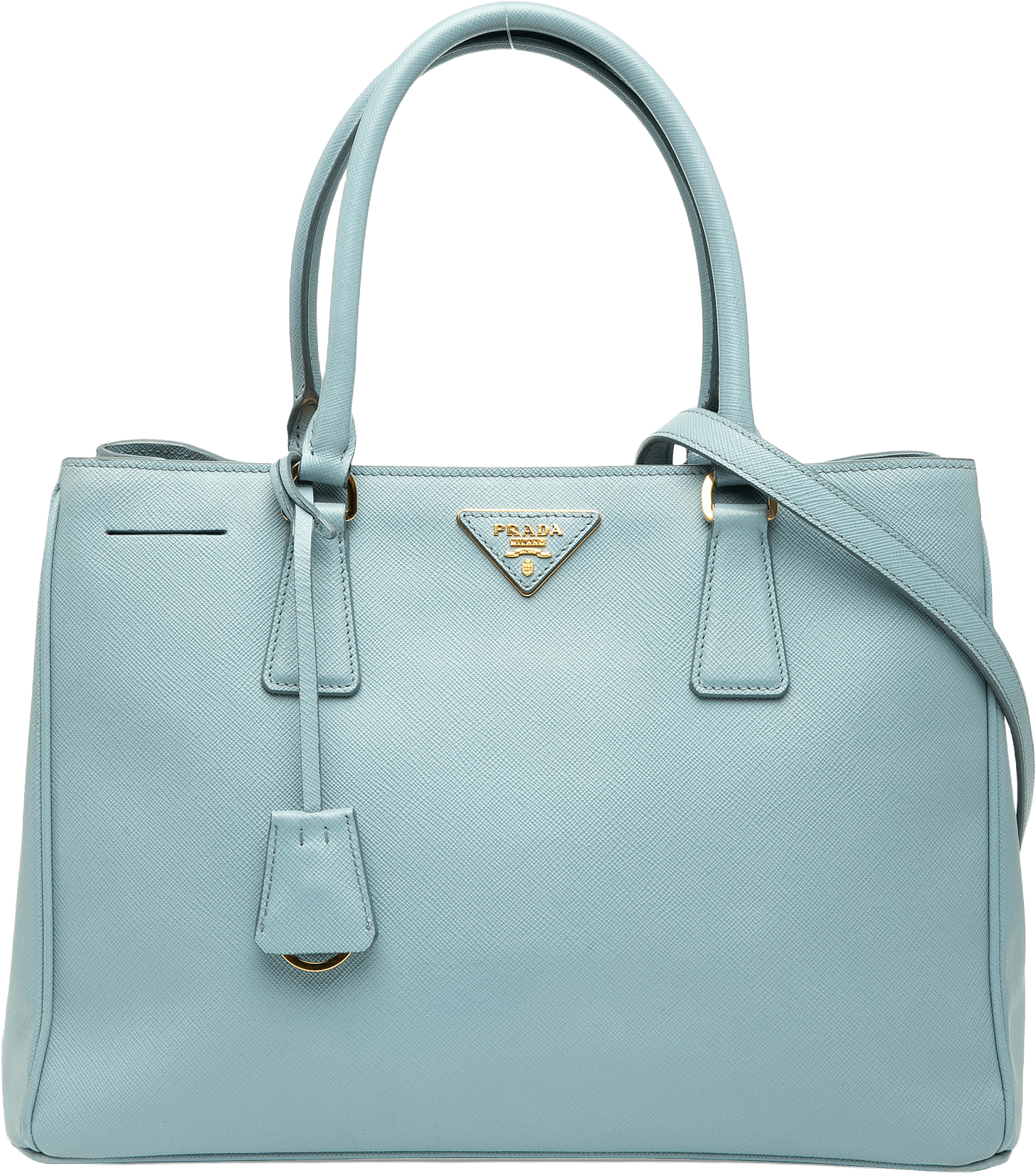 Prada Medium Saffiano Lux Galleria Satchel, från Luxclusif, i färgen light blue.