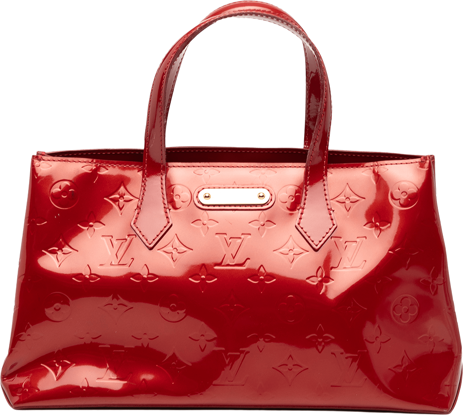 Louis Vuitton Monogram Vernis Wilshire Pm, från Luxclusif, i färgen red.
