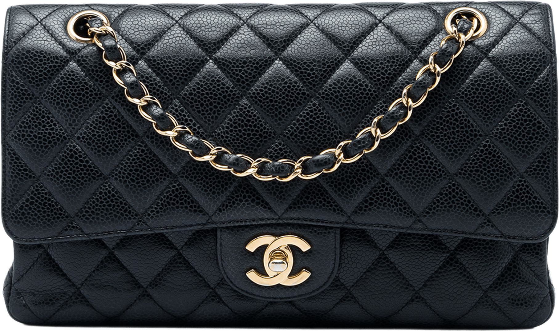 Chanel Medium Classic Caviar Double Flap, från Luxclusif, i färgen svart.