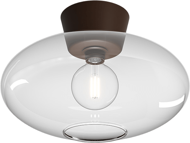 Plafond Bullo Xl Ø38, från Belid, i färgen oxid/klar glas.