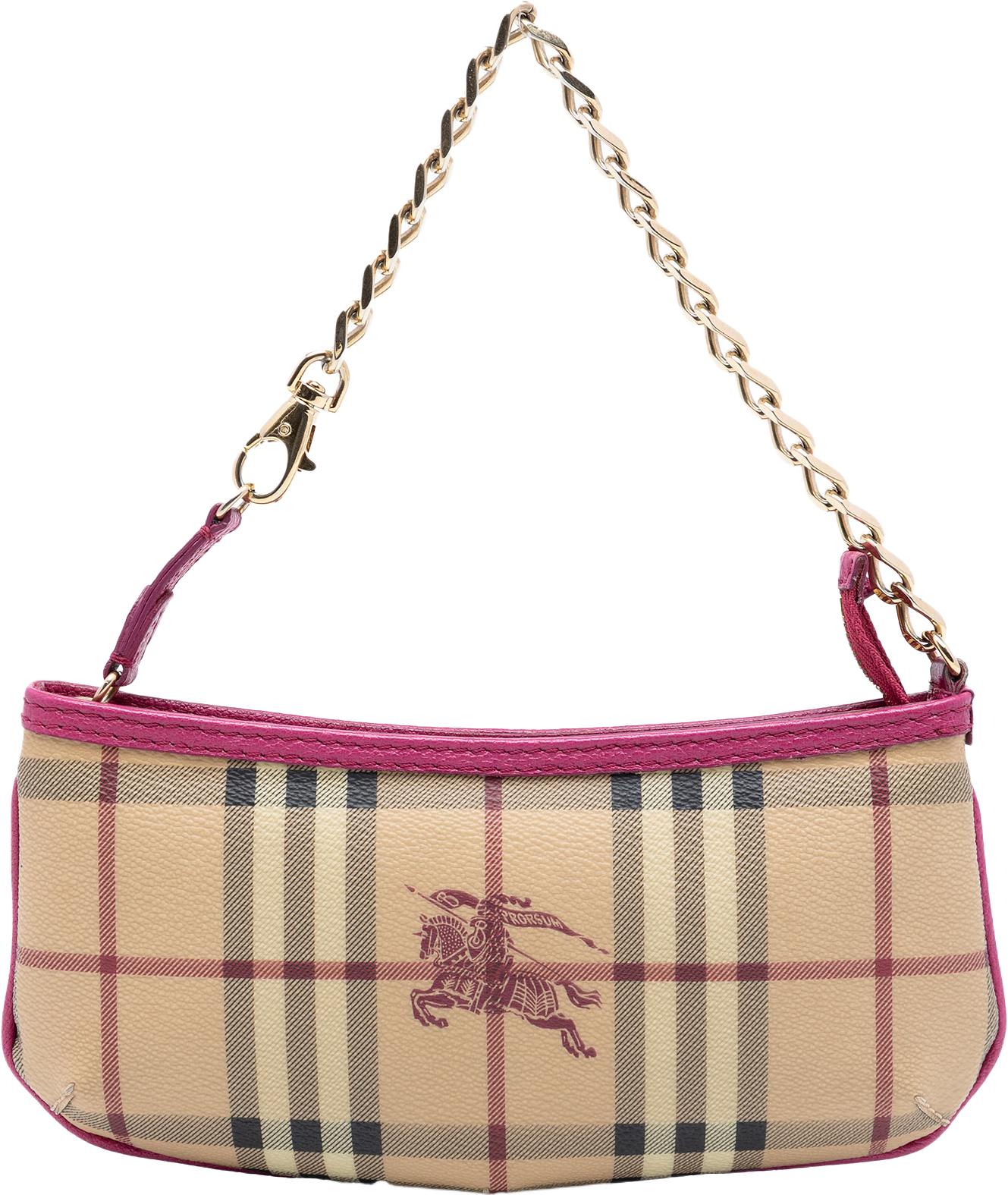 Burberry Haymarket Check Coated Canvas Clara Pochette, från Luxclusif, i färgen beige.