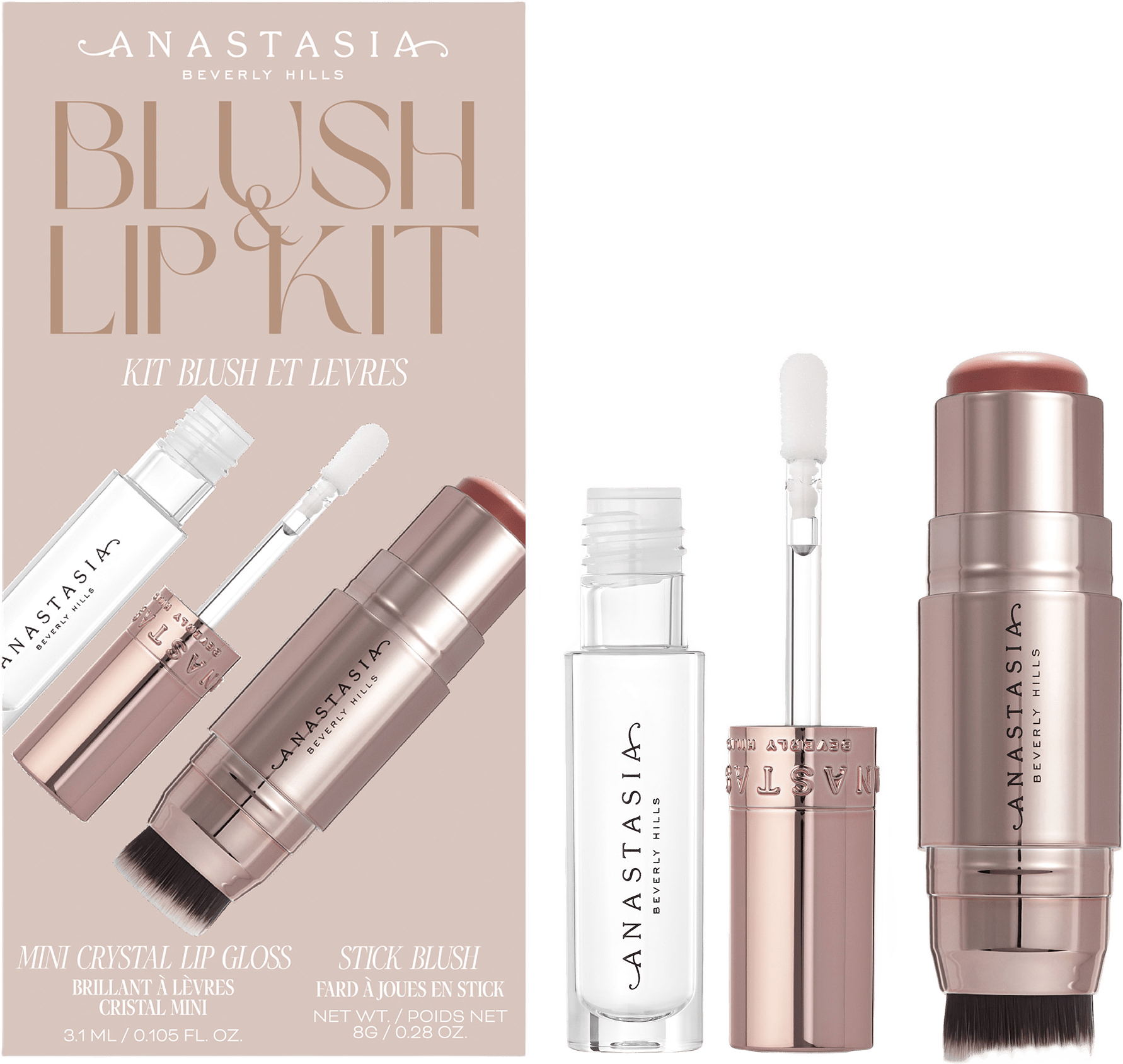 Stick Blush & Mini Lipgloss Kit - Soft Rose / Crystal, från Anastasia Beverly Hills, i färgen Soft Rose / Crystal.