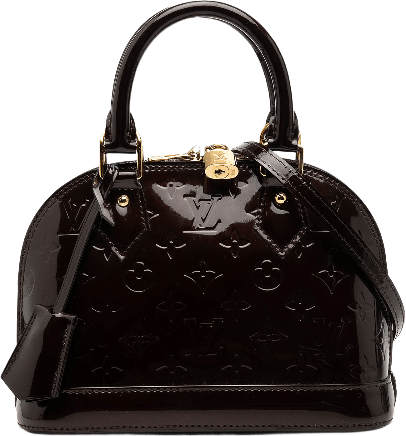 Louis Vuitton Monogram Vernis Alma Bb, från Luxclusif, i färgen purple.