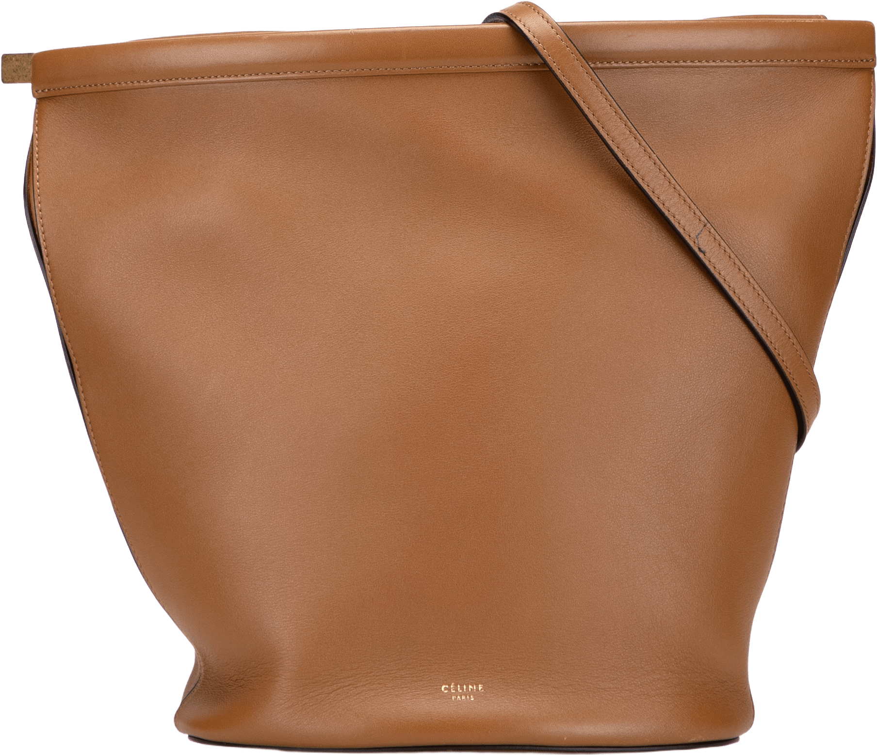 Celine Smooth Calfskin Clasp Bucket Bag, från Luxclusif, i färgen brown.