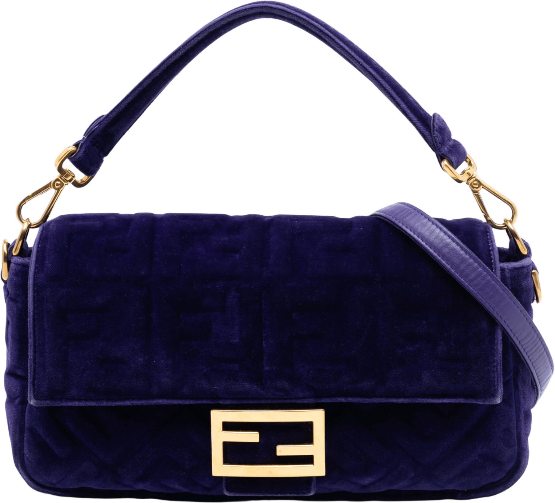 Fendi Zucca Embossed Velvet Baguette Satchel, från Luxclusif, i färgen violet.