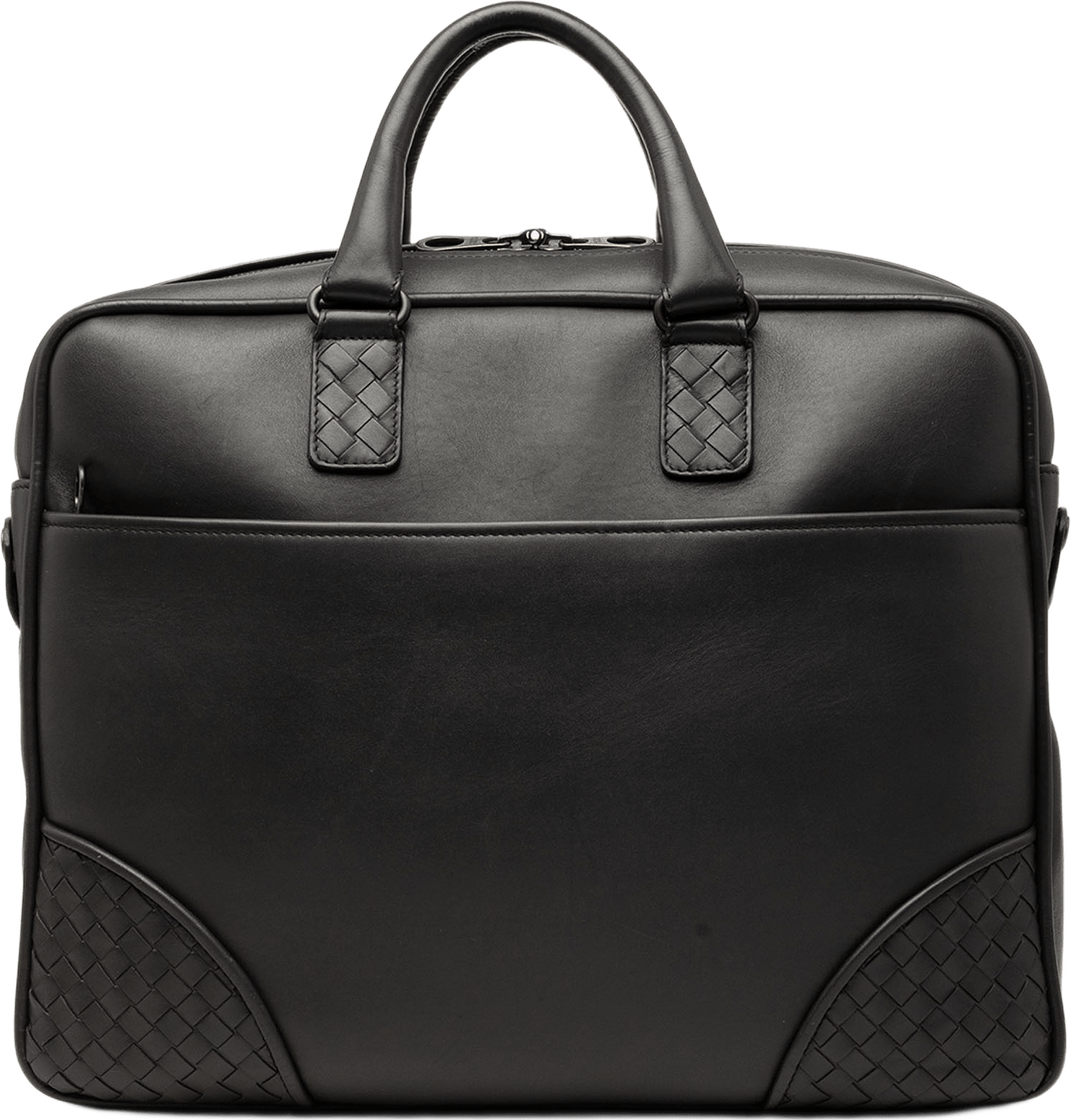 Bottega Veneta Intrecciato Trimmed Leather Briefcase, från Luxclusif, i färgen black.