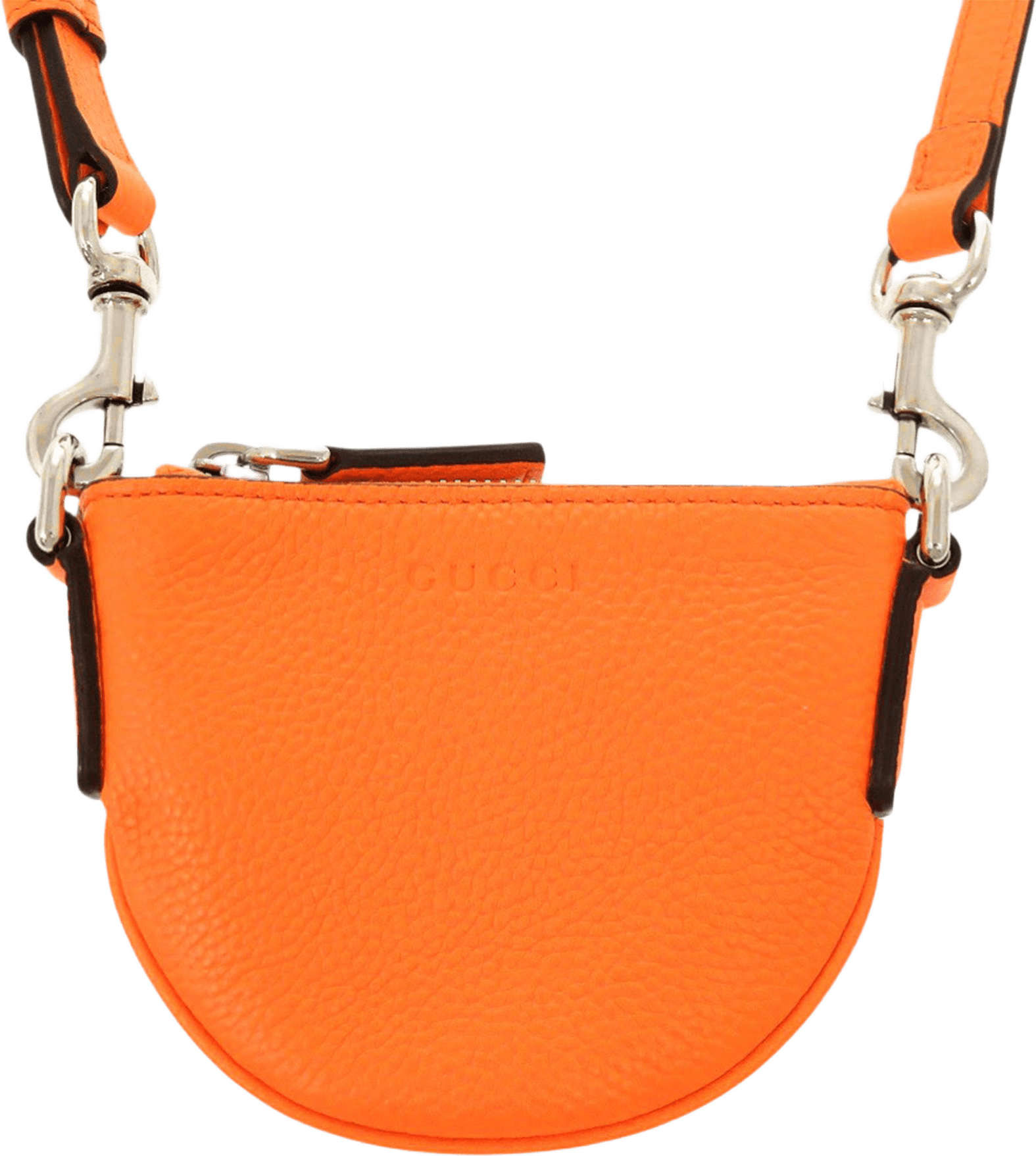 Gucci Micro Mini Calfskin Web B Crossbody, från Luxclusif, i färgen orange.