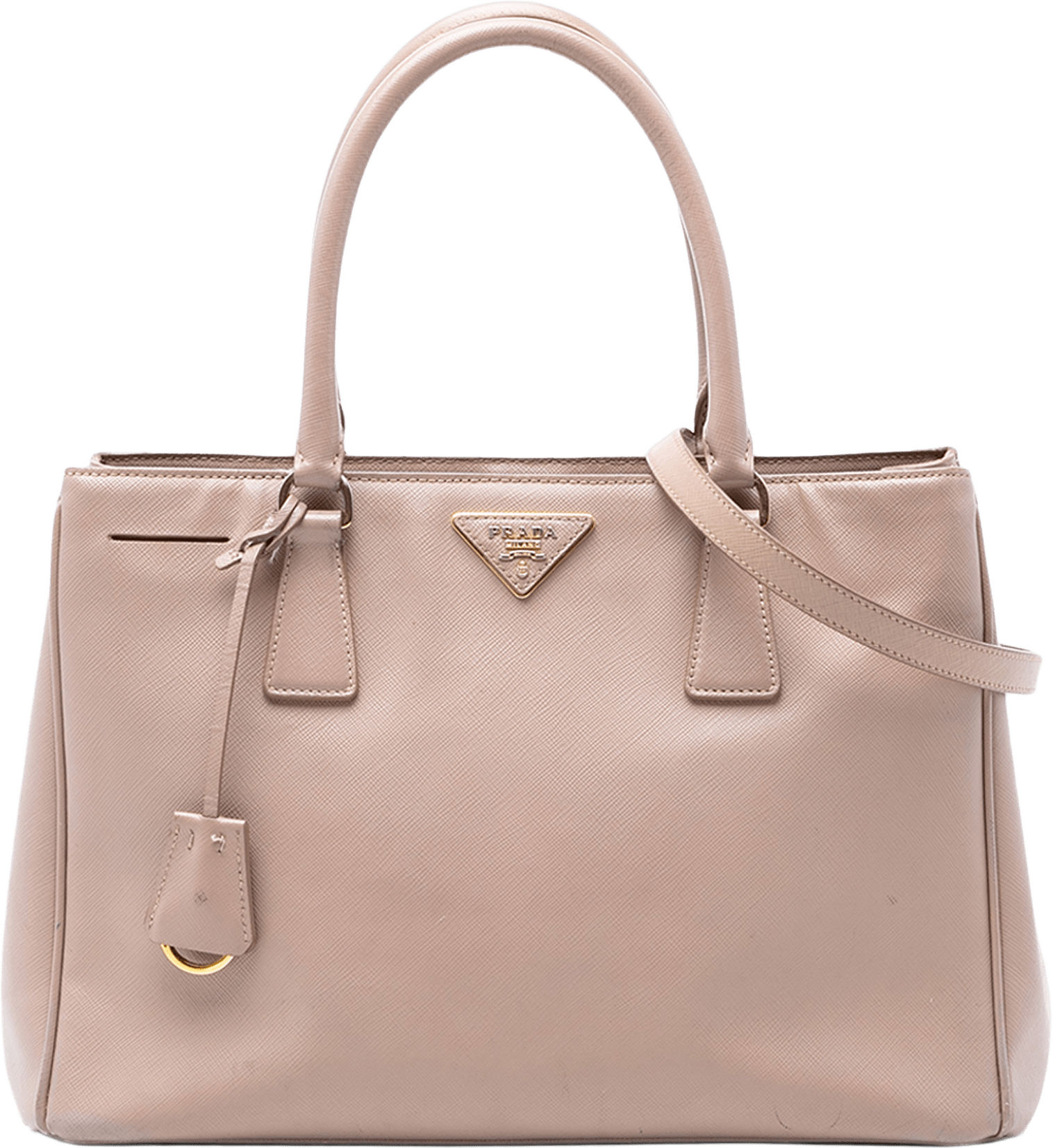 Prada Medium Saffiano Lux Galleria Satchel, från Luxclusif, i färgen beige.