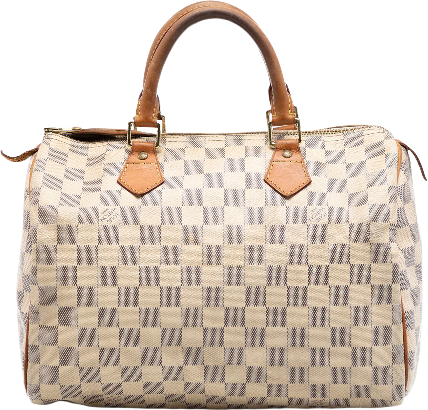Louis Vuitton Damier Azur Speedy 30, från Luxclusif, i färgen white.