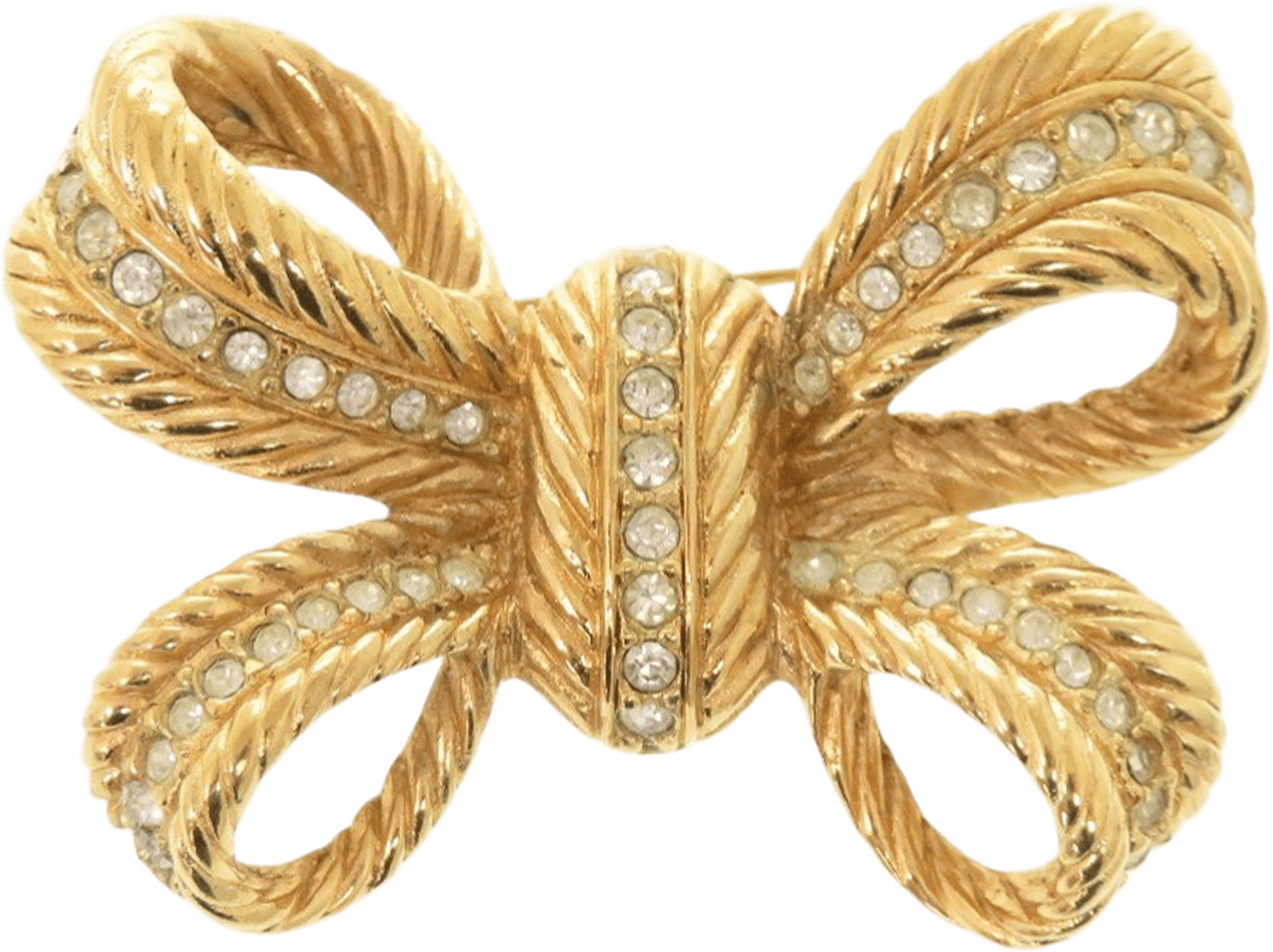 Dior Gold Plated Strass Bow Brooch, från Luxclusif, i färgen gold.