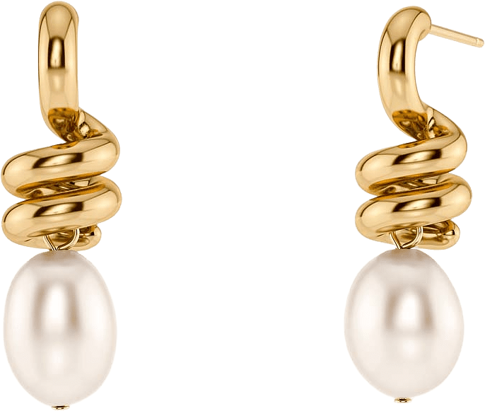 Swivel Earrings Pearl L Gold, från Edblad, i färgen Gold.