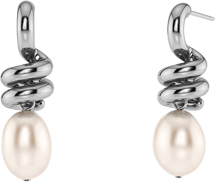 Swivel Earrings Pearl L Steel, från Edblad, i färgen Steel.